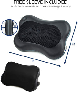 Back and Neck Massager - Kneading Massage Pillow with Heat for Shoulders, Lower Back, Calf - Use at Home and Car, Black