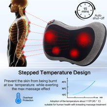 Load image into Gallery viewer, Back Massager with Heat,Shiatsu Back and Neck Massager with Deep Tissue Kneading,Electric Back Massage Pillow for Back,Neck,Shoulders,Legs, Foot,Body Muscle Pain Relief,Use at Home,Car