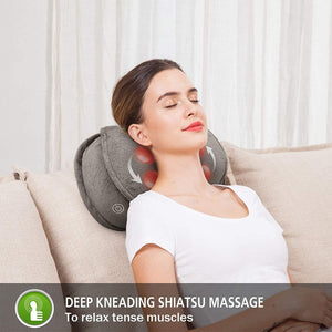 Massage Pillow with Heat -Deep Kneading Neck Shoulder Lumbar Calf Leg Foot Back Massager, Plush Cozy Design,Portable Electric Massager for Full Body Muscle Pain Relief