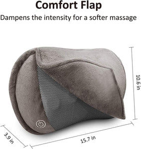 Massage Pillow with Heat -Deep Kneading Neck Shoulder Lumbar Calf Leg Foot Back Massager, Plush Cozy Design,Portable Electric Massager for Full Body Muscle Pain Relief