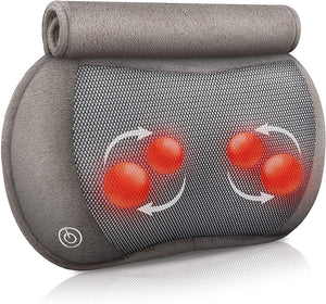 Massage Pillow with Heat -Deep Kneading Neck Shoulder Lumbar Calf Leg Foot Back Massager, Plush Cozy Design,Portable Electric Massager for Full Body Muscle Pain Relief