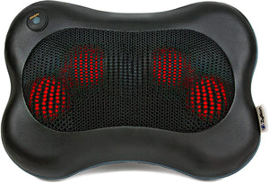 Back and Neck Massager - Kneading Massage Pillow with Heat for Shoulders, Lower Back, Calf - Use at Home and Car, Black